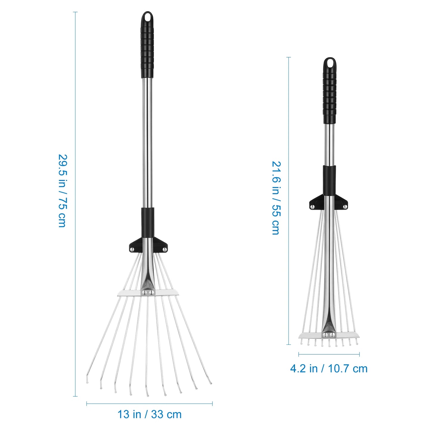 TOYANDONA Telescopic Metal Rake Adjustable Retractable Leaves Rake Gardening Tool  Lawn Yard