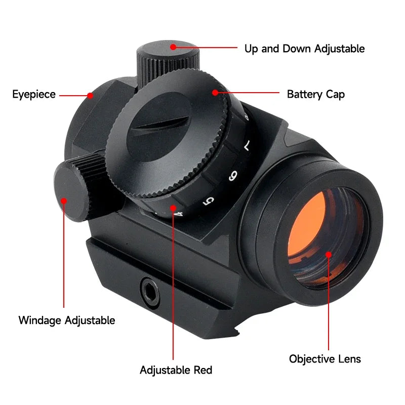 Tactical 1x25 Red Dot Sights Optic Reflex Scope 2MOA Shockproof Gun Riflescopes Compact Red Dot Collimator Fit Hunting Shooting