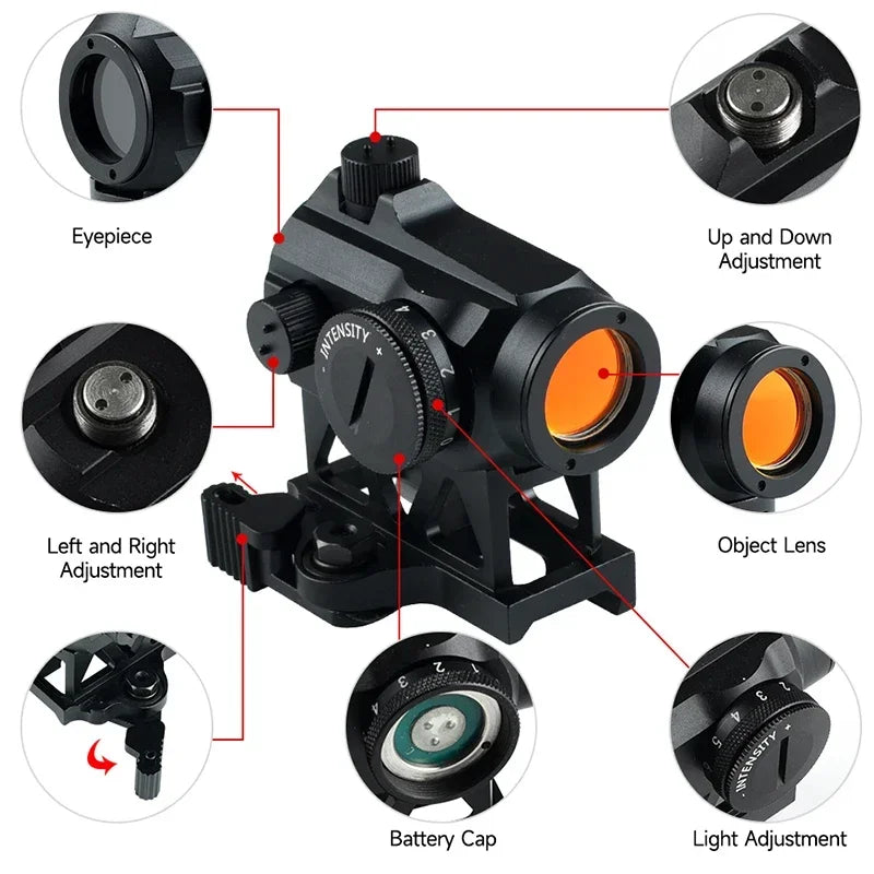 Tactical 1x25 Red Dot Sights Optic Reflex Scope 2MOA Shockproof Gun Riflescopes Compact Red Dot Collimator Fit Hunting Shooting