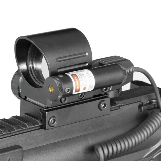 Tactical 4 Reticle  Red Green Dot Sight Hunting Rifle Reflex Dot Sight Brightness Adjustable Aluminum Casing With Red  Laser.