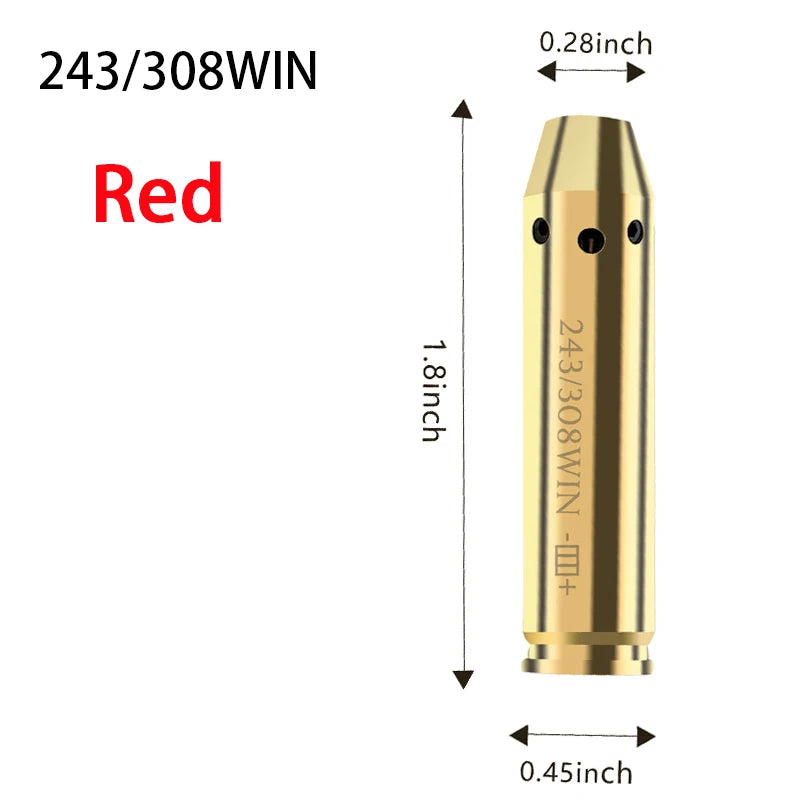 Tactical 9mm .223 45ACP 7.62 Caliber Red Dot Laser Calibration Sight Brass Bullet  Sniper Rifle Pistol Shotgun Airsoft Aiming