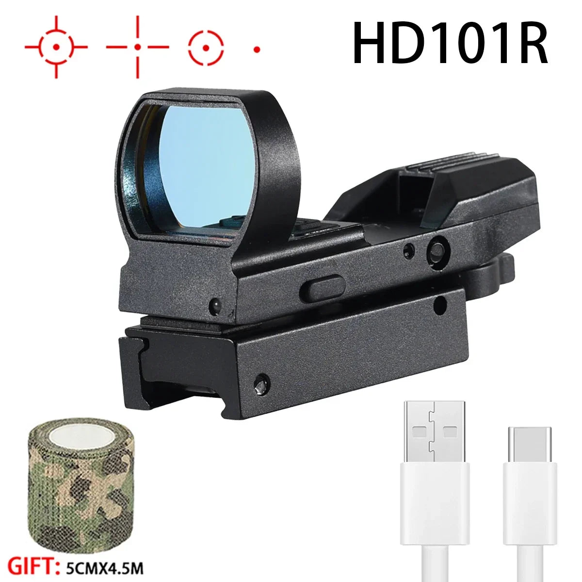 Tactical Green Red Dot Sight 20mm Rail Riflescope Hunting Optics Holographic Reflex 4 Reticle Scope Collimator Sight