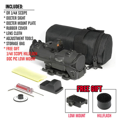 Tactical RifleScope Dual Role DR 1-4X GEN3 Optical Sight Red Dot For Hunting Shooting Tactics Air Rifl  Airsoft Accessories