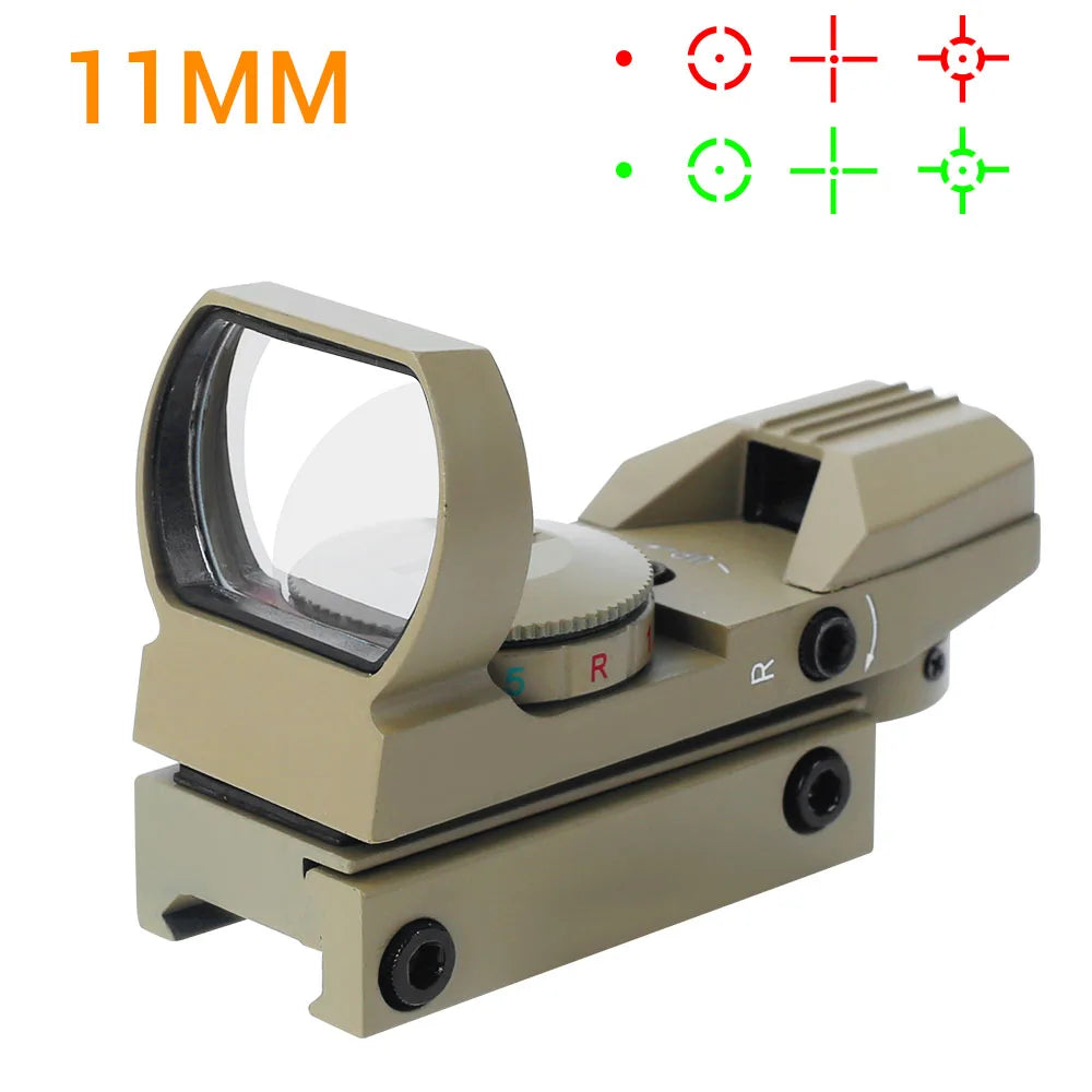 Tactical Riflescope Hunting Optics Red Green Projected Dot Sight Reflex 4 Reticle Scope Collimator Sight  11mm/20mm Rail