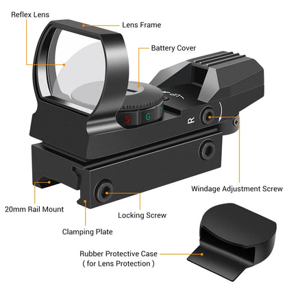 Tactical Riflescope Hunting Optics Red Green Projected Dot Sight Reflex 4 Reticle Scope Collimator Sight  11mm/20mm Rail