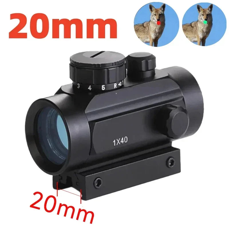 Tactical Scope Red Green Dot 1×40 Holographic Optical Scope Rifle Scope  Outdoor Hunting Shooting Shockproof and Waterproof