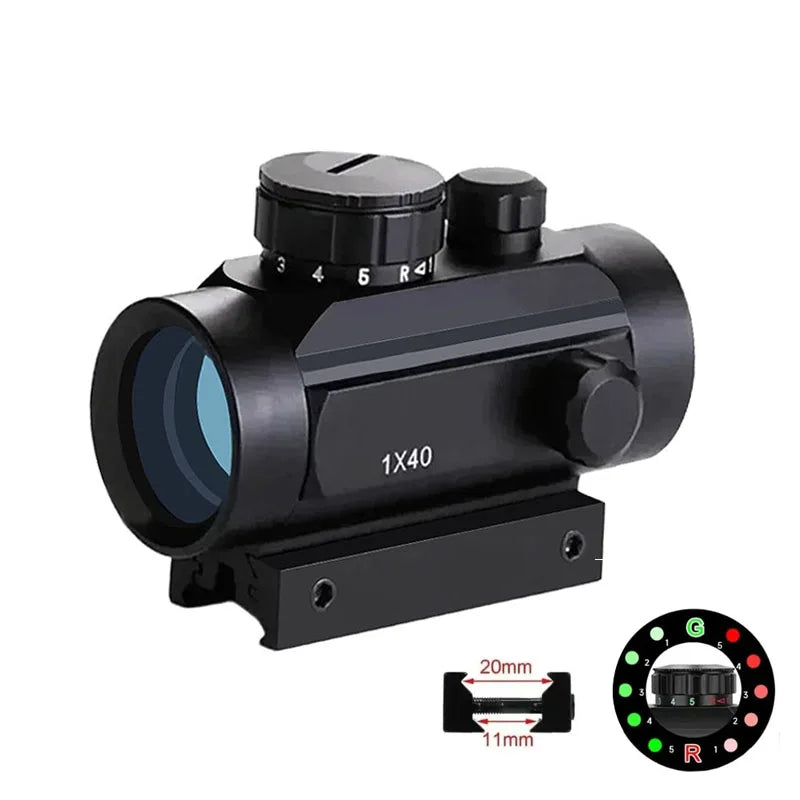 Tactical Scope Red Green Dot 1×40 Holographic Optical Scope Rifle Scope  Outdoor Hunting Shooting Shockproof and Waterproof