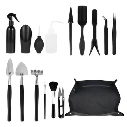 Terrarium Tools 16pcs Indoor Plant Tools Succulent Tools Mini Garden Tool Set Transplanting Tools Set Succulent Care Kit