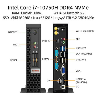 Mini PC de jeu PCTexHoo Processeur Intel Core i5 13500H AMD R7 5800H