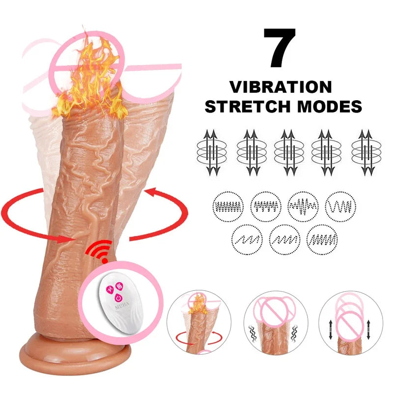 GtoozaThrusting Rotation Remote Control   Female Realistic Penis Gay Suction Cup Masturbator Couple  Women Sex Toys gtooza.com