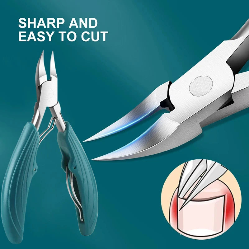 Toe Nail Clippers Cutter Ingrown Toenail Tool Professional Thick Nails Dead Skin Dirt Remover Super Sharp Curved Blade Nail Tool