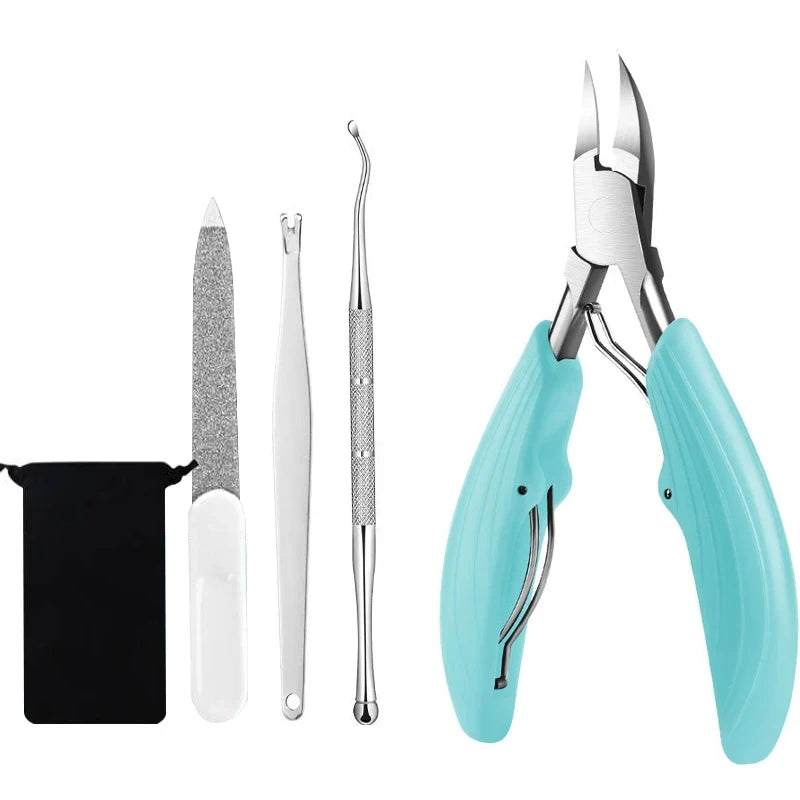 Toe Nail Clippers Cutter Ingrown Toenail Tool Professional Thick Nails Dead Skin Dirt Remover Super Sharp Curved Blade Nail Tool