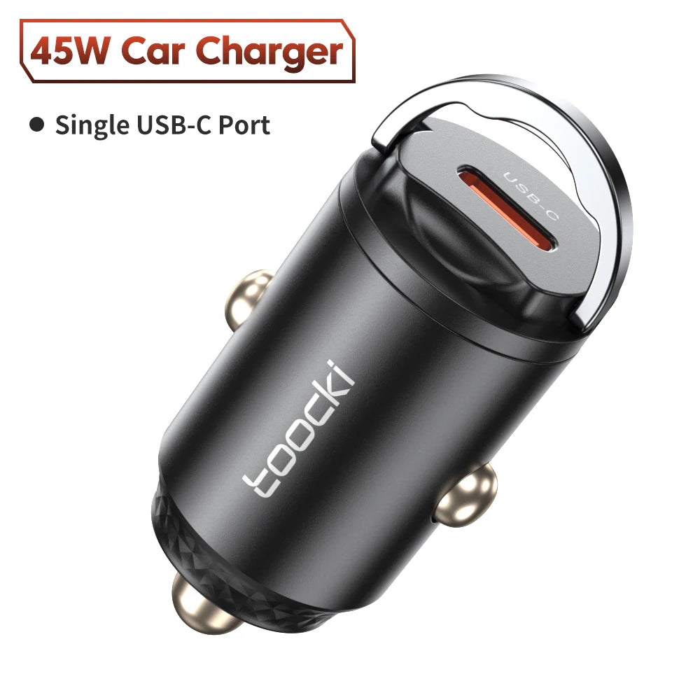 PC Toocki Car Charger Mini PD 45W Pull Ring Fast Charging USB C Phone Charger Adapter For iPhone 15 14 Pro Xiaomi Huawei cargador