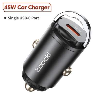 PC Toocki Car Charger Mini PD 45W Pull Ring Fast Charging USB C Phone Charger Adapter For iPhone 15 14 Pro Xiaomi Huawei cargador