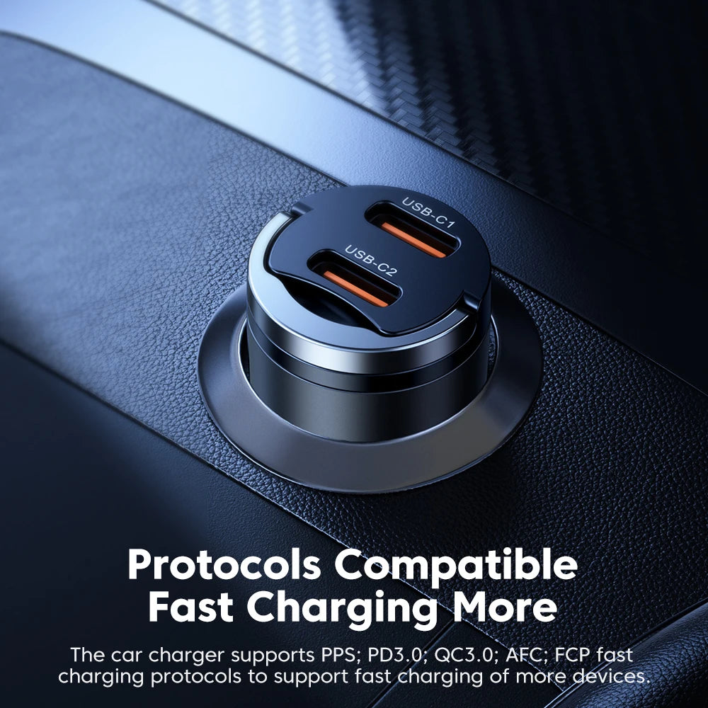 PC Toocki Car Charger Mini PD 45W Pull Ring Fast Charging USB C Phone Charger Adapter For iPhone 15 14 Pro Xiaomi Huawei cargador