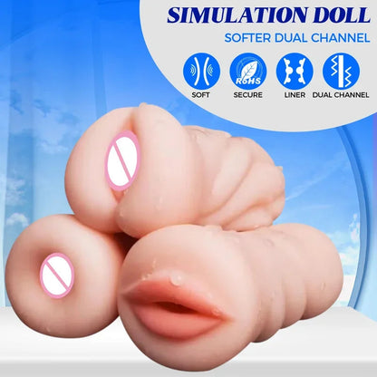 Gtooza_Toys  Men Realistic Deep Throat Male Silicone Artificial Mouth Vagina Anal Erotic Oral Sex Masturbator gtooza.com