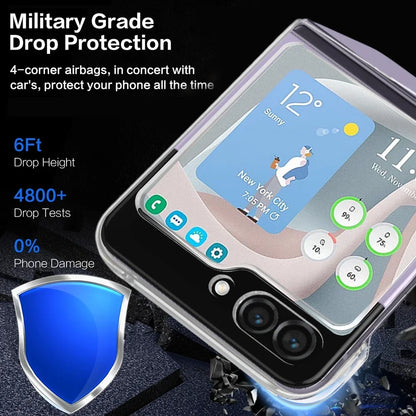 Transparent Case  Samsung Galaxy Z Flip 5 6 with Hinge Protector Clear Slim Shockproof Hinge Hard PC Shell  Z Flip5 Flip6