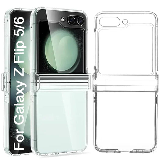 Transparent Case  Samsung Galaxy Z Flip 5 6 with Hinge Protector Clear Slim Shockproof Hinge Hard PC Shell  Z Flip5 Flip6