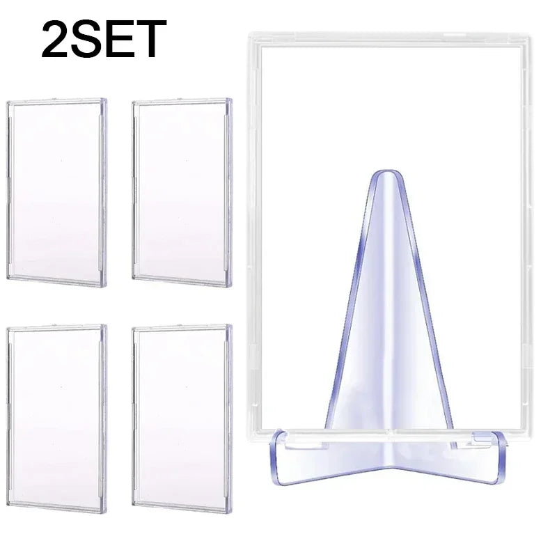 Transparent Hard Acrylic Case Clear Cards Brick Sleeves For Game Idol Photo Card Protective Case Frame Display Stand Kit