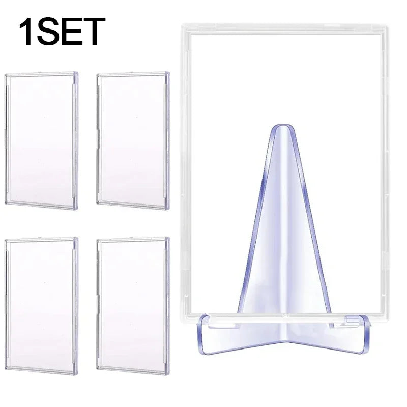 Transparent Hard Acrylic Case Clear Cards Brick Sleeves For Game Idol Photo Card Protective Case Frame Display Stand Kit