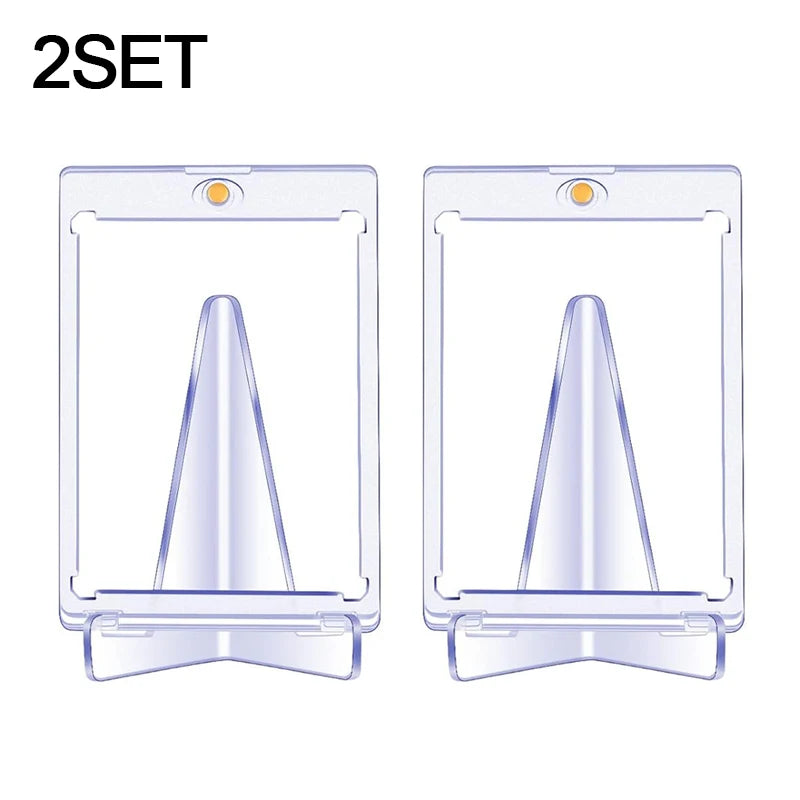 Transparent Magnetic Card Holder 35PT Support Kit Hard Plastic Cards Protectors Sleeves Photo Clear Cover Triangle Display Rack