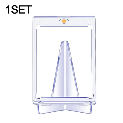 Transparent Magnetic Card Holder 35PT Support Kit Hard Plastic Cards Protectors Sleeves Photo Clear Cover Triangle Display Rack