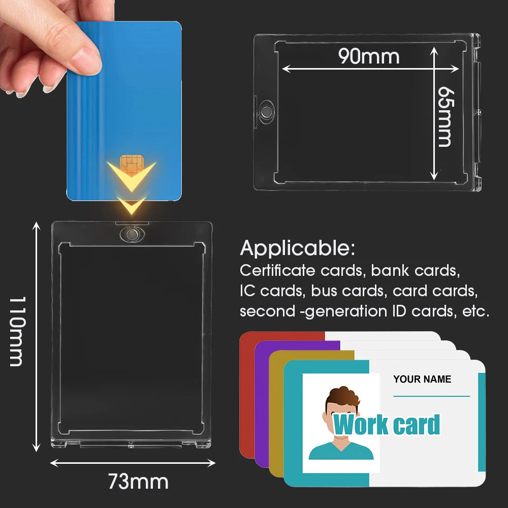 Transparent Magnetic Card Holder 35PT Support Kit Hard Plastic Cards Protectors Sleeves Photo Clear Cover Triangle Display Rack