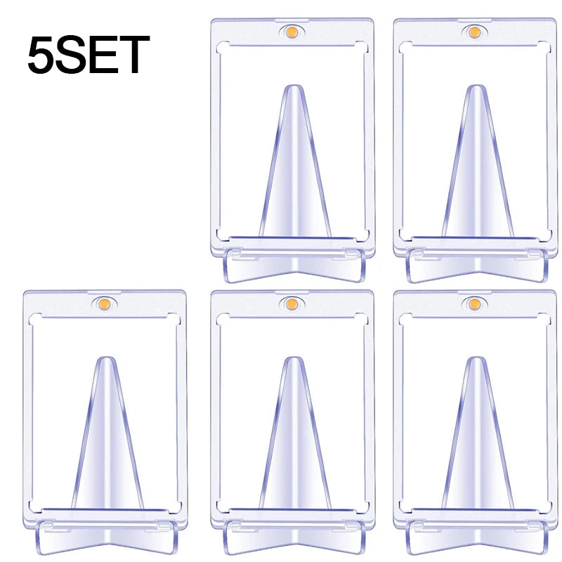 Transparent Magnetic Card Holder 35PT Support Kit Hard Plastic Cards Protectors Sleeves Photo Clear Cover Triangle Display Rack