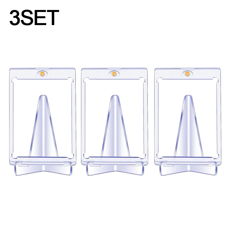 Transparent Magnetic Card Holder 35PT Support Kit Hard Plastic Cards Protectors Sleeves Photo Clear Cover Triangle Display Rack