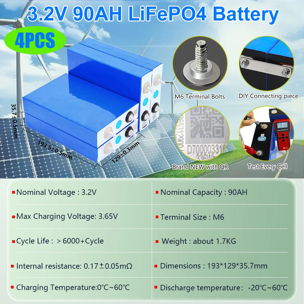 PC UA Stock 3.2V 90ah 105ah 200ah Lifepo4 Battery UA Stock Shipping Time 7-15 days QR Code 6000+ Cycles Quantity Limited