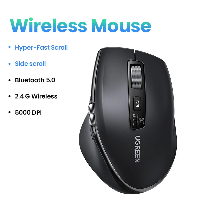 PC UGREEN Hyper-Fast Scroll Wireless Mouse Bluetooth 5.4 2.4G Ergonomic 5000DPI  MacBook Tablet Laptops Computer PC Mice