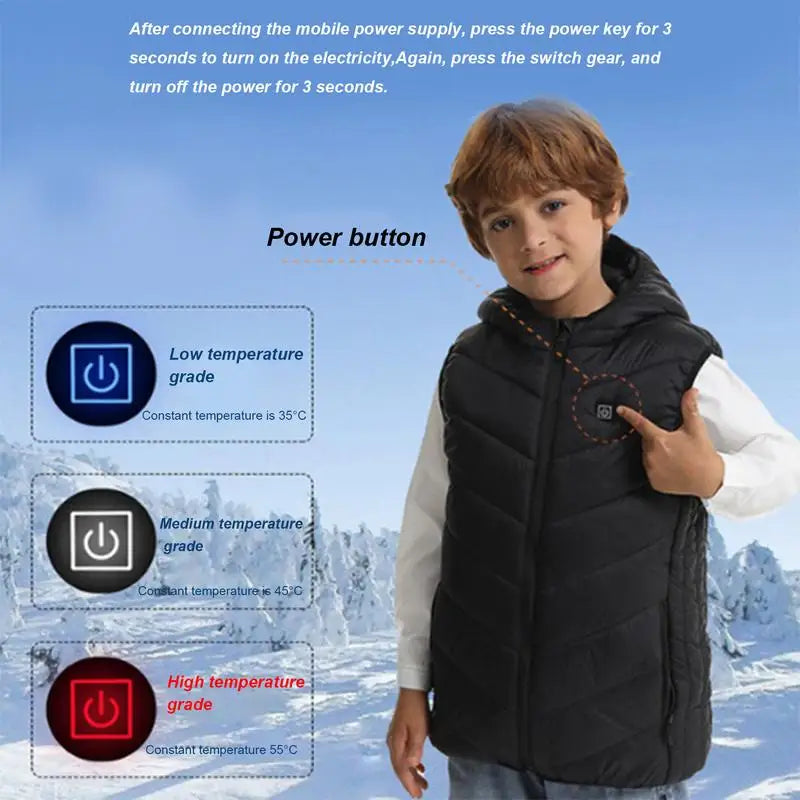 PC USB Heating Vest Jacket Coat  Kids Boys Girls Lightweight Electric Heate