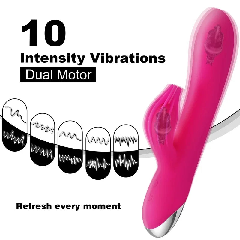 Gtooza_USB Rechargeable 10 Speed Powerful  Rabbit  Women  stimulation Massage  G-spot Adult sex toys gtooza.com