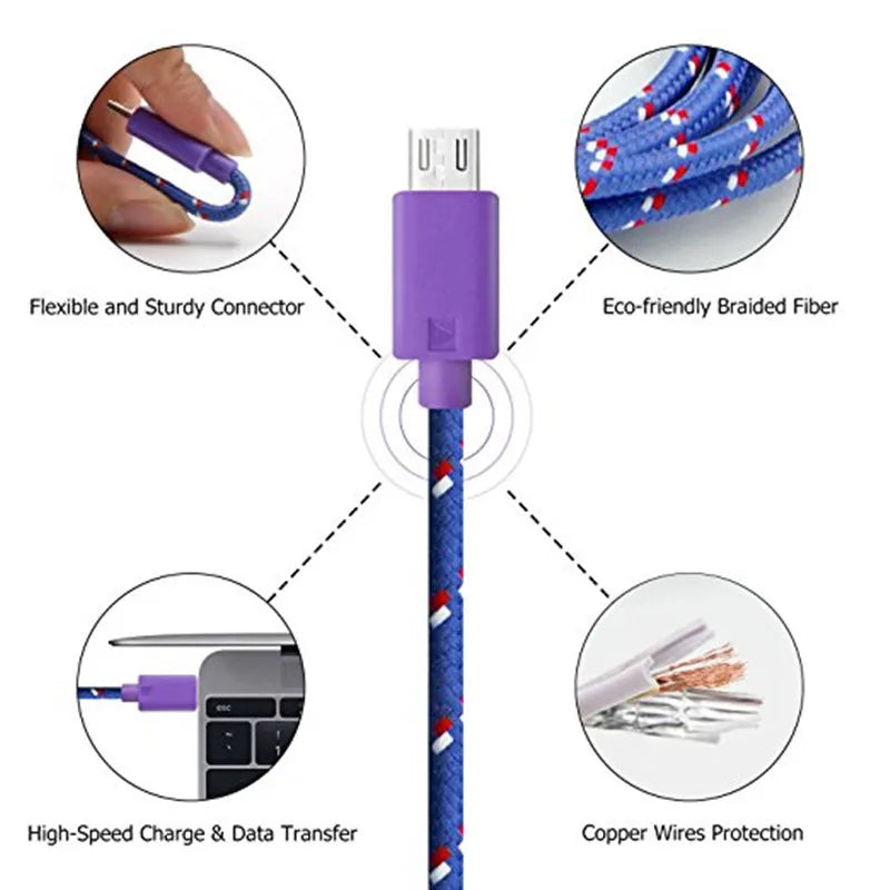 PC USB Type C Cable Nylon Braided 1M 2M 3M Data Sync Fast Charging USB C Cable For Samsung S9 S10 Xiaomi mi8 Huawei P30 Type-c