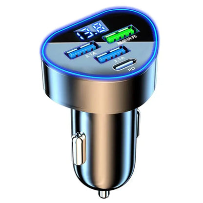 PC UYUXIO 4 in 1 USB C Car Charger with Voltage Display Super Fast Charging Adapter in Car  iPhone 15 Samsung Huawei Oneplus