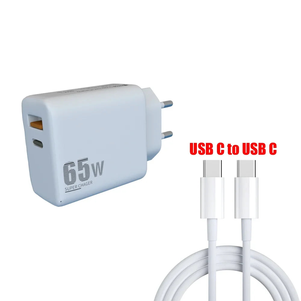 PC UYUXIO 65W Gan Charger Super Fast Charging Phone Adapter  Macbook iPad iPhone 16 15 Pro Max Samsung Xiaomi Oneplus All Phone