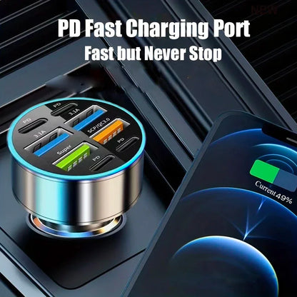 PC UYUXIO 8 in 1 USB C Car Phone Charger 4 USB A 4 PD Super Fast Charge Adapter  iPhone iPad Samsung OPPO Oneplus Huawei Vivo