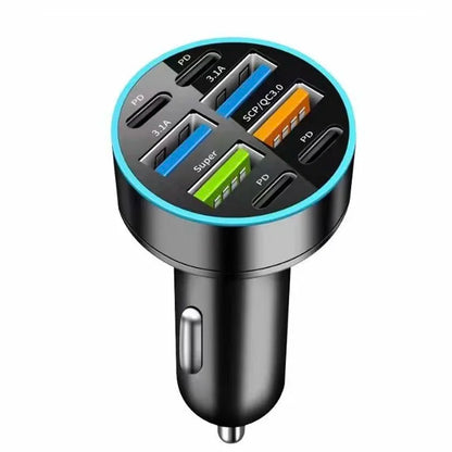 PC UYUXIO 8 in 1 USB C Car Phone Charger 4 USB A 4 PD Super Fast Charge Adapter  iPhone iPad Samsung OPPO Oneplus Huawei Vivo