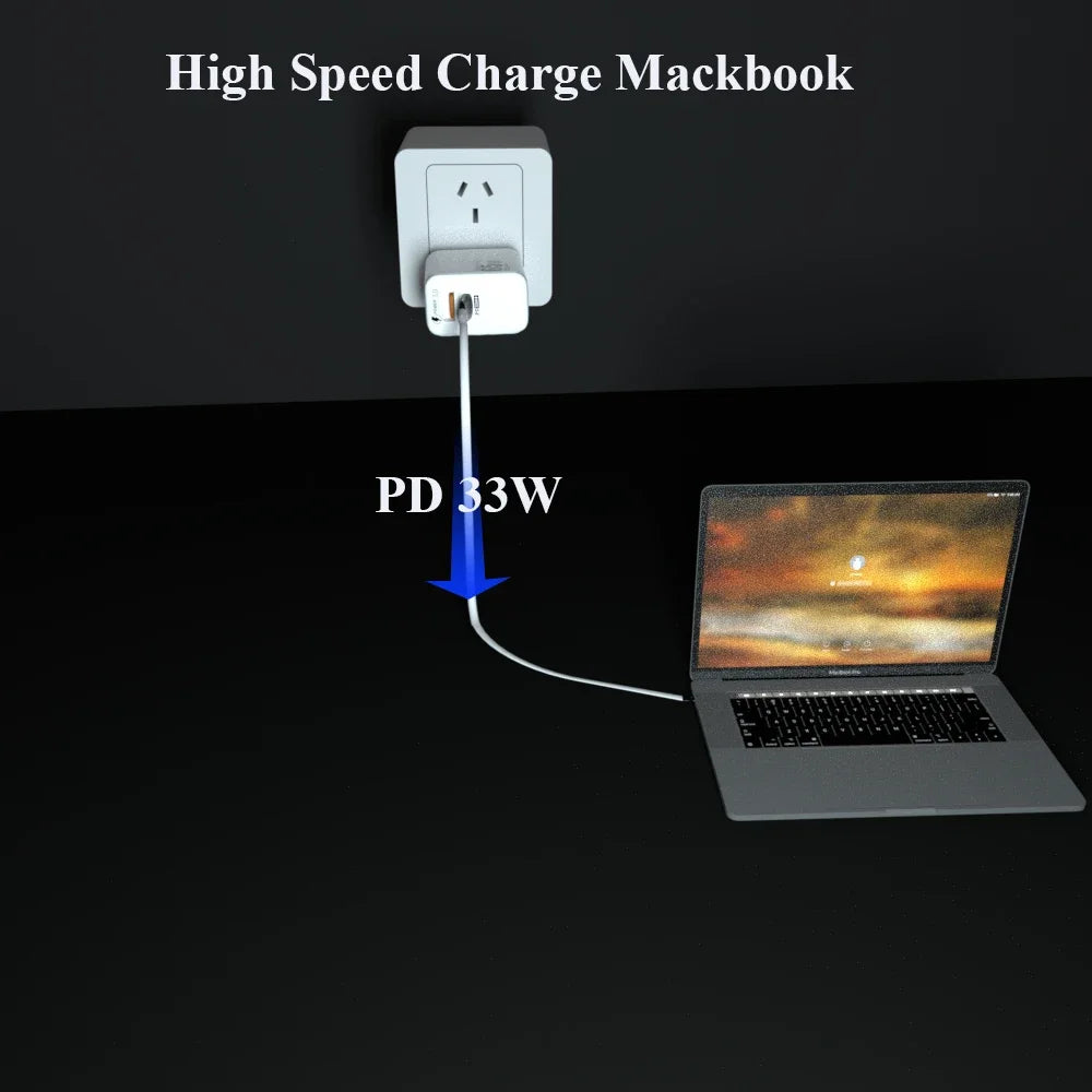 PC UYUXIO USB C PD Phone Charger 65W Gan Fast Charging Wall Adapter  iPhone 16 15 Pro Max Plus 14 13 Macbook iPad Samsung OPPO