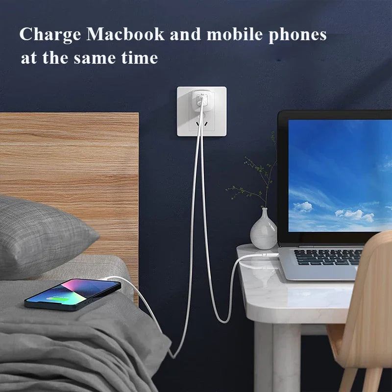 PC UYUXIO USB C Phone Charger Adapter 65W Gan 2 Port Super Fast Charging  iPhone 16 15 Pro Max 14 13 Macbook iPad Samsung