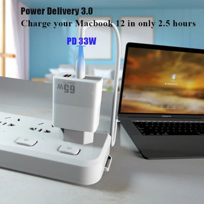 PC UYUXIO USB C Phone Charger Adapter 65W Gan 2 Port Super Fast Charging  iPhone 16 15 Pro Max 14 13 Macbook iPad Samsung