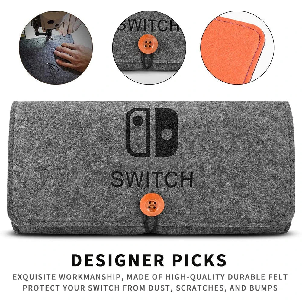 Ultra Slim Felt Pouch Carrying Case Compatible with Nintendo Switch Lite Game Accessories Storage Bag Portable Handheld Case