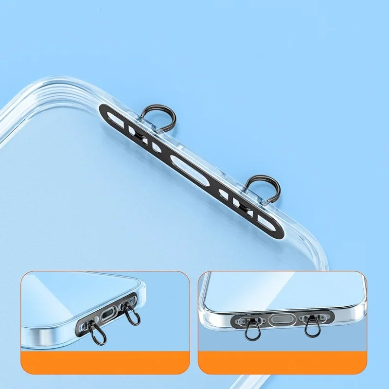 Ultra Thin Metal Mobile Phone Lanyard Patch Stainless Steel Card Anti Lost Hanging Rope Tab Double Buckle Replacement Gasket