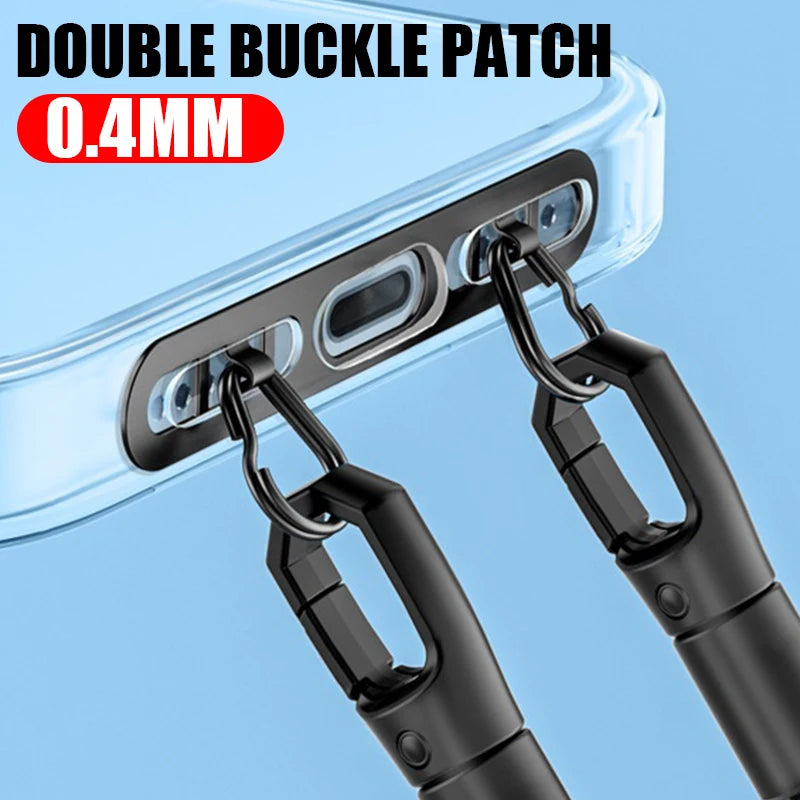 Ultra Thin Metal Mobile Phone Lanyard Patch Stainless Steel Card Anti Lost Hanging Rope Tab Double Buckle Replacement Gasket