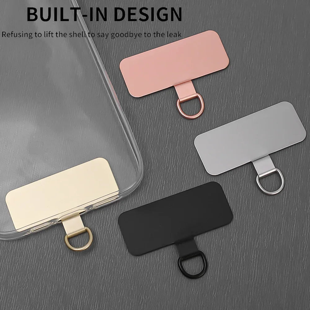 Ultra Thin Metal Phone Tether Tabs Universal Mobile Phones Lanyard Gasket Replacement Card Stainless Steel Phone Patch Pads