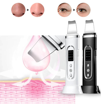 PC Ultrasonic Skin Cleaner Facial Scrubber Exfoliator Skincare Microcurrent Blackhead Remover EMS Vibrator Face Pore Cleansing Tool