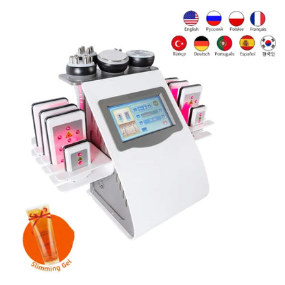 Ultrasonic cavitation slimming machine, 40K RF tool, 6-in-1, multipole radio, dead refining, skin lifting, firming