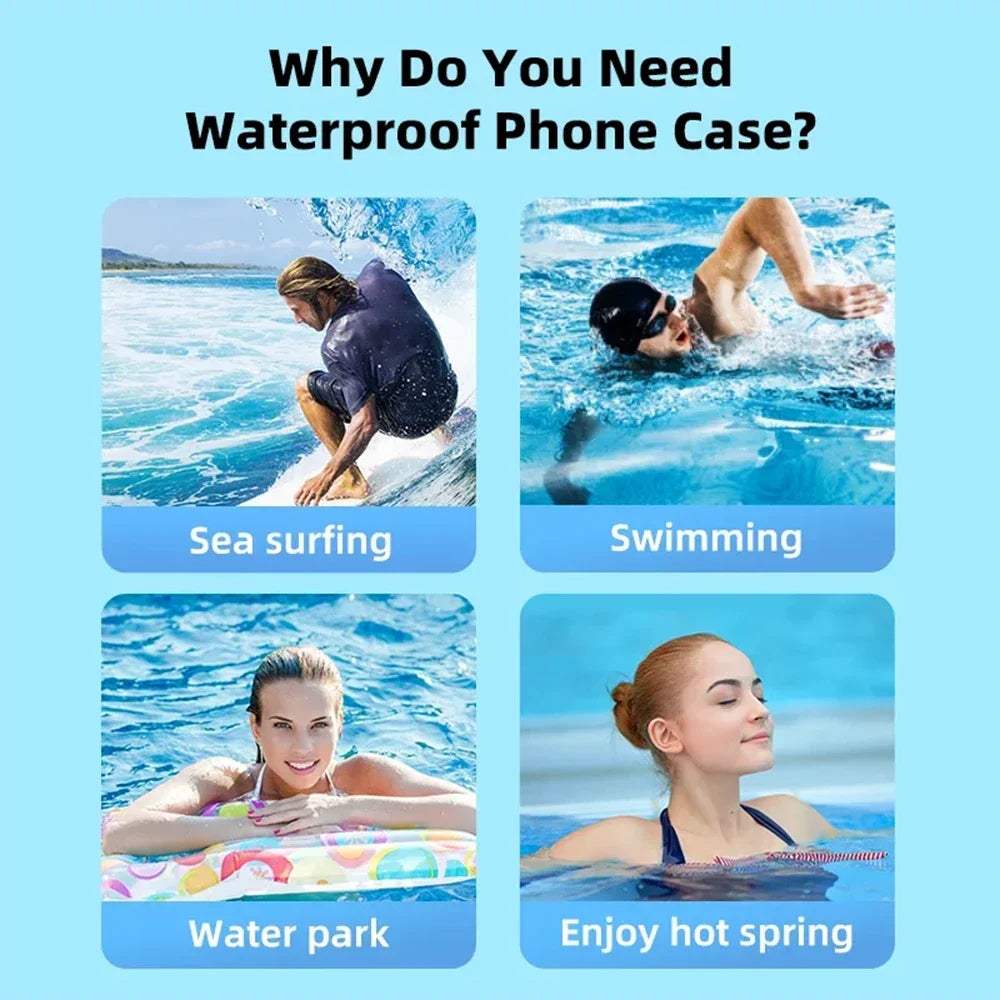 Underwater Waterproof Transparent Mobile Phones Pouch Bags Universal Summer Swimming Phone Protector Case For iPhone 16 Samsung