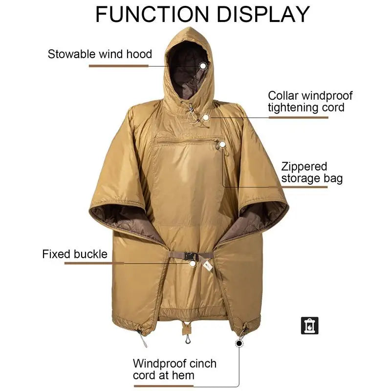 PC Unisex Camping Sleeping Bag Wearable Cloak Winter Warm Sleeping Quilt La