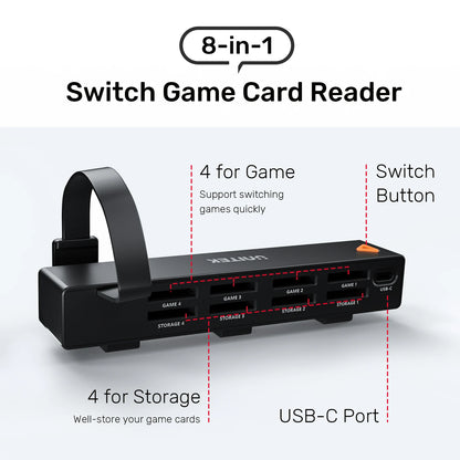 Unitek Multiple Game Card Switcher Card Reader Adapter One-button Switching Gaming for Nintendo Switch/Switch OLED Accessories